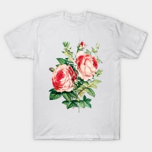 Colorful Vintage Watercolor Rose Flowers Bouquet T-Shirt